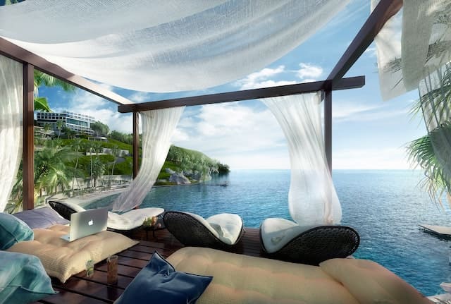 hotel room with sea view
